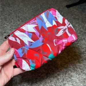 Vera Bradley Quilted Floral Print Wristlet Pouch in Red and Pink